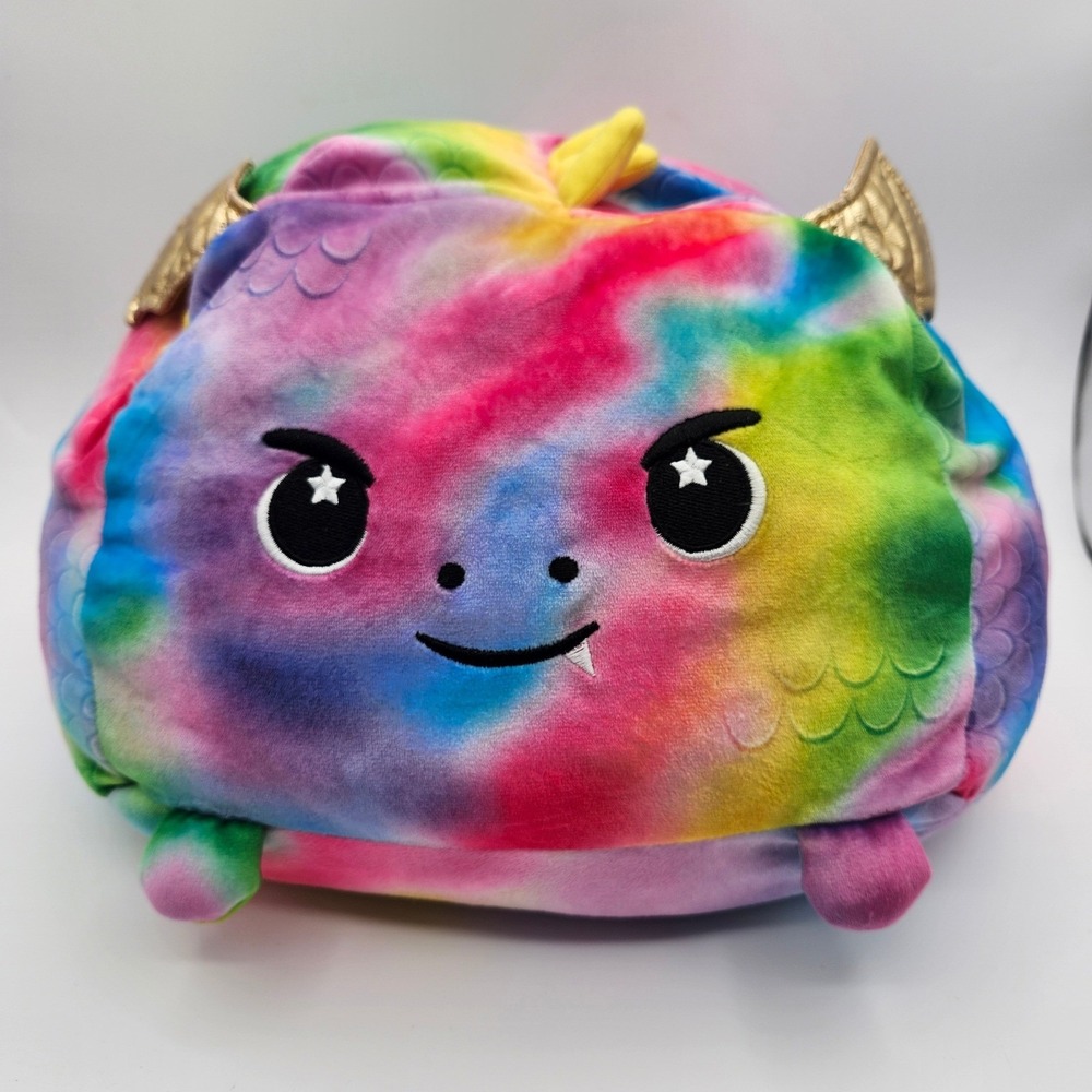 Moosh Moosh 10" Rainbow Dragon Squared‎ 2 Emery Plush Tie Dye Gold Wings
